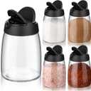 Sawysine 4 Pack 150ml 5 oz Glass Salt and Pepper Shakers with lids Vintage Spice Shakers Bottle Moisture-Proof Condiment Holders Kitchen Gadgets Cooking Table for Dining Room Table Kitchen Restaurant