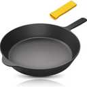 COOKLIFE 12 Inch Lightweight Pre-Seasoned Cast Iron Skillets with Handle Cover - Smooth Polished Surface, Easy to Clean Cast Iron Pan Use in the Oven, on the Stove or Grill, Over a Campfire