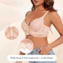 Plus Size Sexy Lace Bra Sheer See Through Bralette Underwire Vintage Maiden Lingerie (34D, Beige)