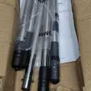 Heeyoo Dog Pooper Scooper, Dog Poop Tray and Rake Set, Pet Waste Removal Scoop with Long Adjustable Sectional Stainless Handles (Silver/Black)