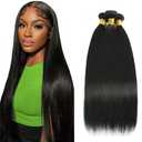 Human Hair Bundles Straight Bundle 20 22 24 Inch Unprocessed Brazilian Virgin Remy Hair Black Straight 3 Bundles #1B Human Hair Extension 150g