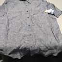 Nautica Mens Short Sleeve Solid Linen Button Up Shirt (M, 1bw)