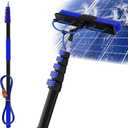 Buyplus 30FT Reach Solar Panel Cleaning Brush Kit with 5-24FT Telescoping Pole, Water Fed Window Cleaner Tool with 20" Brush, Soap Dispenser, Cobweb Duster, Squeegee for Roof, RV, Gutter, Deck,Blue