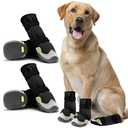 Dog Shoes for Hot Pavement Anti-Slip Dog Boots & Paw Protectors for Summer Rainy Day Dog Snow Boots Waterproof Dog Shoes for Small Medium Large Dogs with Reflective Straps for Hiking 4Pcs