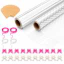 HURUC Clear Cellophane Wrap for Hampers 40cmx30m with Large 10 Pull Bows 2 Ribbons & 5 Gift Tags, Florist Cellophane Wrap Rolls to pack Gifts Chocolates Flowers for Birthday, Anniversary, Wedding