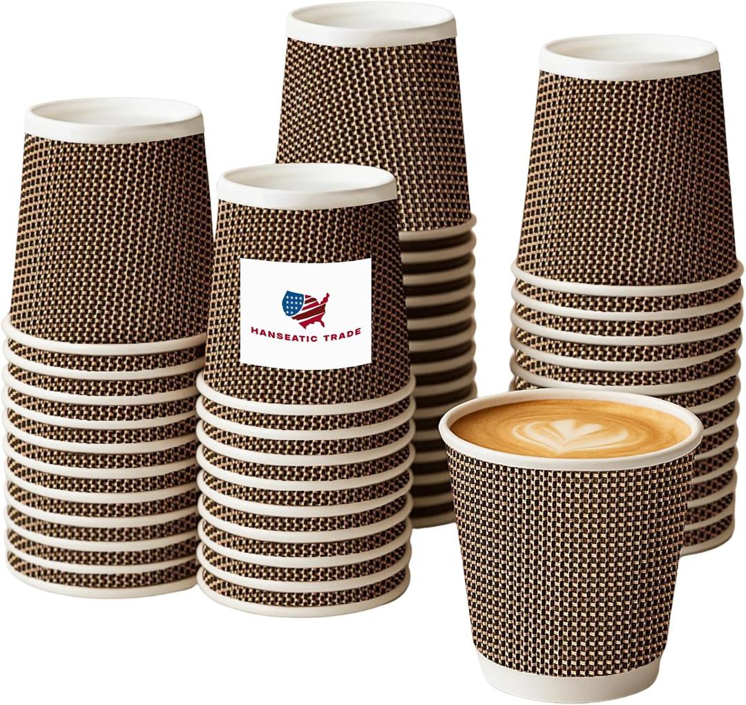 Gold Paper Coffee Cups 8oz 20-Pack | Disposable Hot Beverage Cups for Coffee, Tea, Cocoa, Espresso | Sturdy, Insulated & Leak-Resistant
