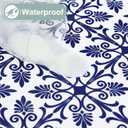 misaya Sqaure Vinyl Table Cloth, Elastic Fitted Flannel Backed Tablecloth, 100% Waterproof Plastic Table Cover Fits Folding Tables for Picnic, Camping, Outdoor (Navy, 34" x 34")