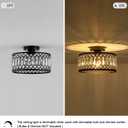 Rpzloila Crystal Ceiling Light Fixture, Modern Flush Mount Ceiling Light, Black Crystal Chandelier for Kitchen Bedroom Bathroom Entryway Hallway