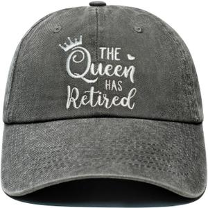 Retirement Gift for Woman, Retirement Hats for Women Grandma Mom Wife, Adjustable Embroidered Baseball Cap (Gray)