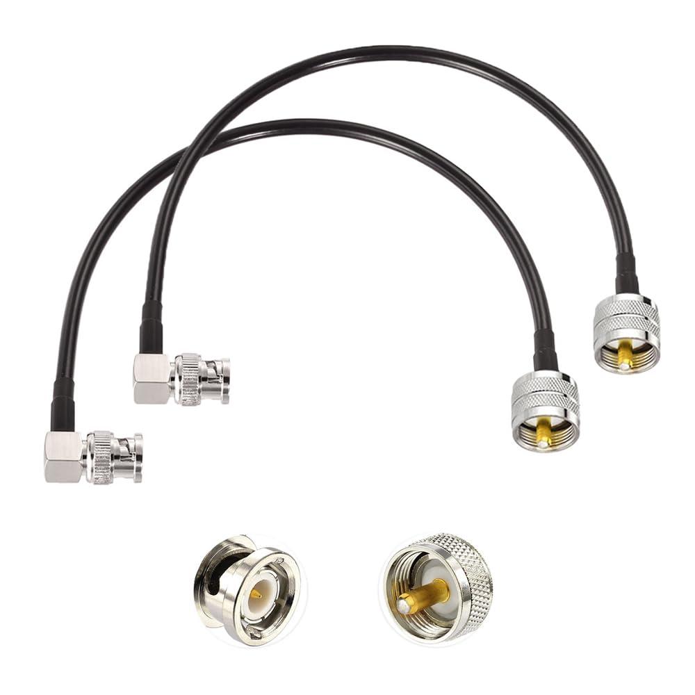 Superbat PL259 to BNC Cable 12inch UHF Male to BNC Male Right Angle Jumper RG58 Coax Cable for CB Radio Ham Amateur Radio Scanner Antenna SWR Meter Dummy Load, 2-Pack