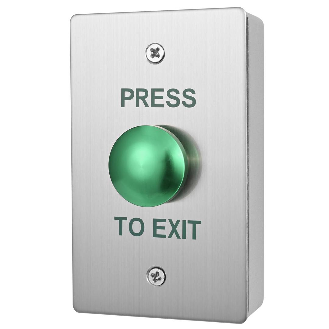 Push to Exit Button for Door Access Control Big Press Button Waterproof Stainless Steel Shell with Back Mounted Box NO/COM Output