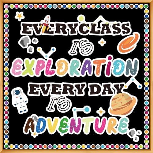 Pack of 2 Classroom Bulletin Board Decor Colorful Classroom Decoration Set Welcome Banner Motivational Posters for for Kindergarten Elementary Middle School (Adventure)
