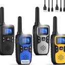 Wishouse Walkie Talkies for Adults Long Range-Rechargeable 4 Pack 2 Way Radios, Hiking Accessories Camping Gear Xmas Birthday Gift for Kids Family with Lamp,SOS Siren,NOAA Weather Alert,Easy to Use (Black Blue Silver Yellow)