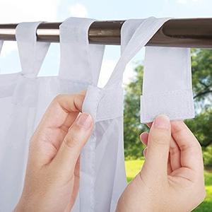 RYB HOME Detachable Tab Top Outdoor Sheer Curtain White Voile Privacy Outdoor Indoor Curtain for Patio Door Gazebo Porch Lanai Pavilion Deck, 1 Rope, 54 x 96 inches Long