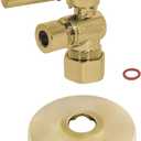 Kingston Brass CC53307DLK 5/8-Inch X 3/8-Inch OD Comp Quarter-Turn Angle Stop Valve with Flange, Brushed Brass