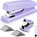 Purple Office Stapler, 25 Sheet Capacity with 2000 Staples and Staple Remover, Desktop Stapler,Purple Office Supplies for Students and Office Clerks (1 Pack)