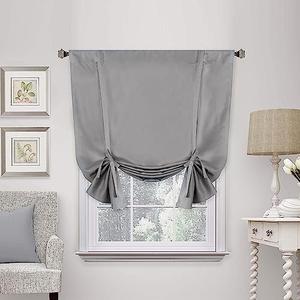 H.VERSAILTEX Blackout Tie Up Curtain Thermal Insulated Curtain Bathroom Curtains Dove Gray Tie Up Shade for Small Window (Rod Pocket Panel, 42 inches W x 63 inches L, Set of 1)