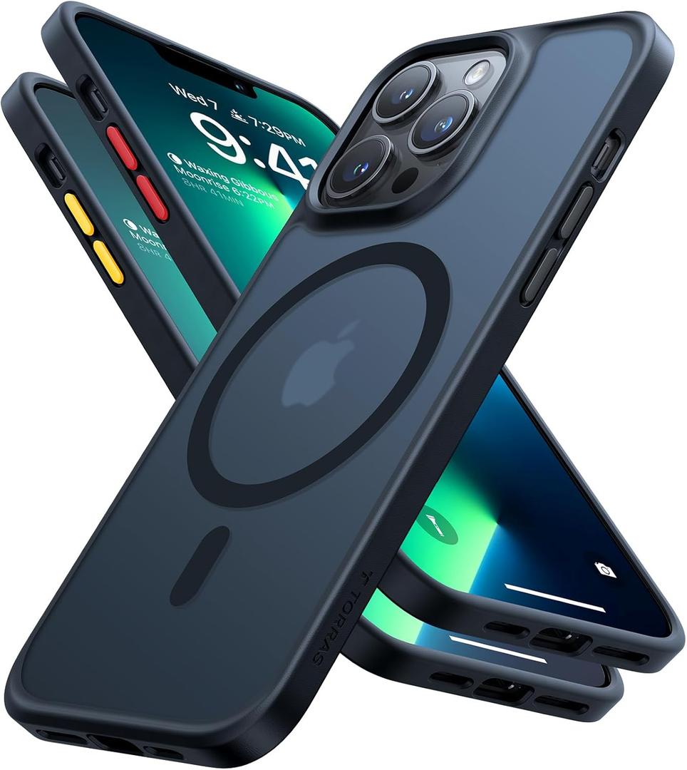 TORRAS Stronger Magnetic for iPhone 13 Pro Case Upgraded, 12FT Military Grade Drop Tested, Compatible with MagSafe, Slim Protective Matte Silicone for iPhone 13 Pro Phone Case 6.1'', Translucent Black