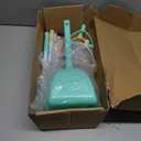 Mini Broom with Dustpan-Small Housekeeping Cleaning Sweep for Kitchen Bathroom Pet Nest Boat(3set,Blue+Orange+Yellow)