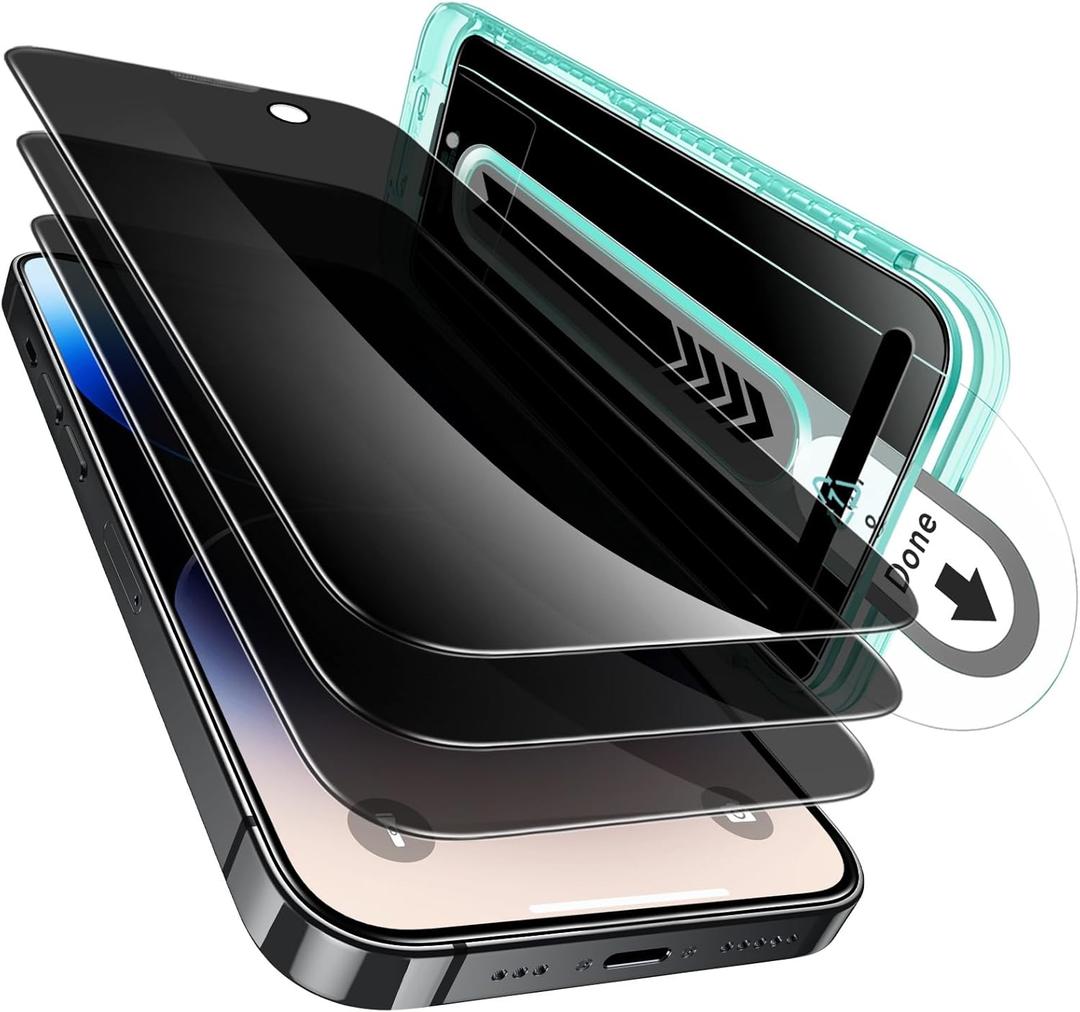 ESR  Pack for iPhone 16 Pro Max Privacy Screen Protector, Anti-spy Tempered-Glass Privacy Screen Protector with Flawless Fit Tray