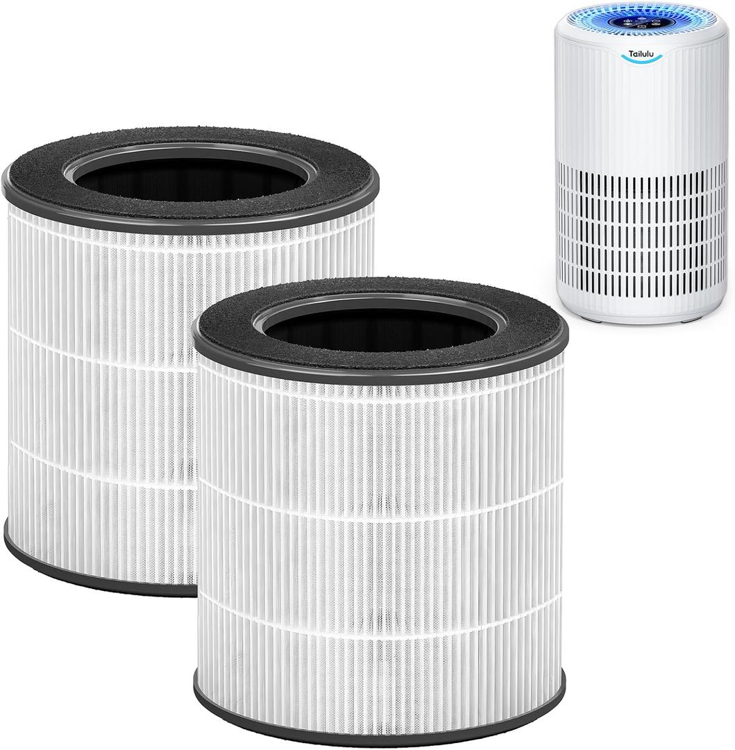 Tailulu 2 Packs D09 Air Purifier Replacement Filter, 3-in-1 True H13 True HEPA Air Cleaner Purifier for Home Large Room Up to 1680 Sq Ft
