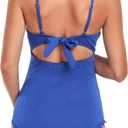 EastElegant Maternity One Piece Swimwear Back Cutout Pregnancy Bikini Scalloped Pregnant Bathing Suit (Blue, XXL)