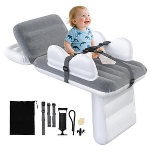 omzer Inflatable Toddler Airplane Bed: Upgrade Airplane Seat Extender for Kids with Cup Holder & Seat Belt - Portable Baby Travel Bed with Travel Bag & Quick Inflation Hand Pump