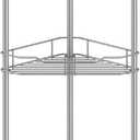 HuggieGems 5 Tier Floor Standing Corner Shower Caddy Organizer Shelf with Hooks, Bathroom Shelves Stand Rack, Gray