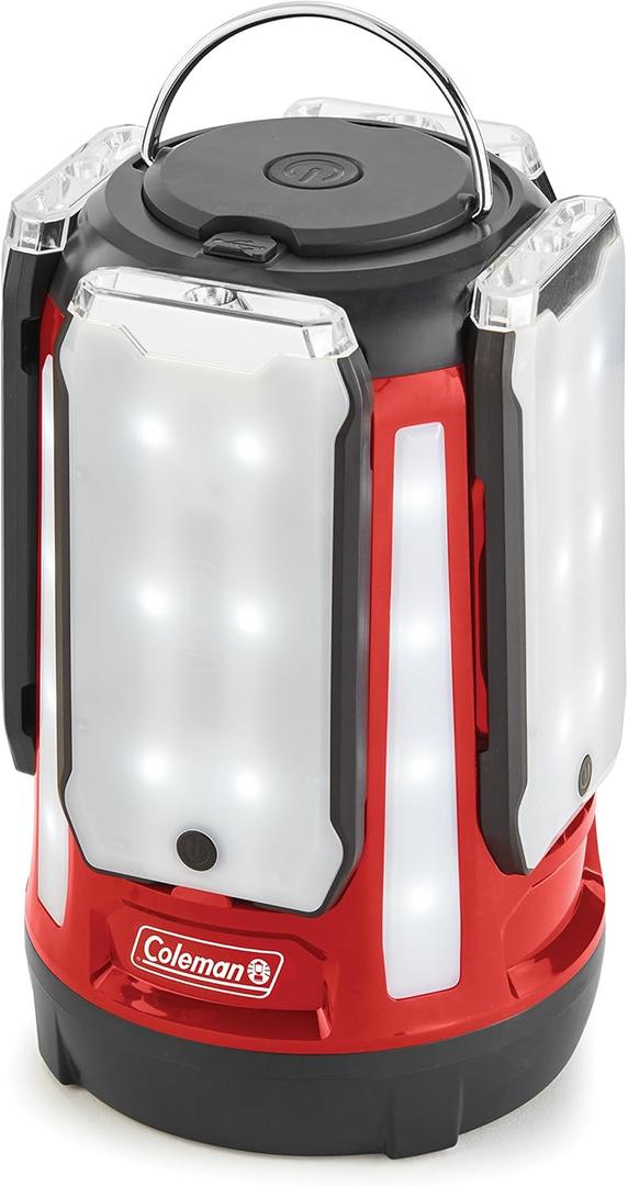 Coleman Multi-Panel LED Lantern: Rechargeable Water-Resistant Magnetic Light Panels Built-In Flashlight USB Charging Port; Excellent for Camping Hunting Emergencies etc (800 Lumen)