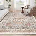 zesthome 6x9 Area Rug, Super Soft Washable Rugs for Living Room, Non-Slip Stain Resistant Vintage Rugs, Ultra-Thin Large Area Rugs (Orange,6'x9')