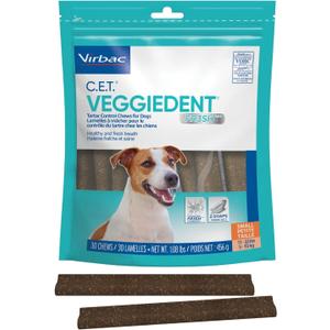 Virbac CET VEGGIEDENT FR3SH Tartar Control Chews for Dogs - Small (1.08 Pound (Pack of 1))