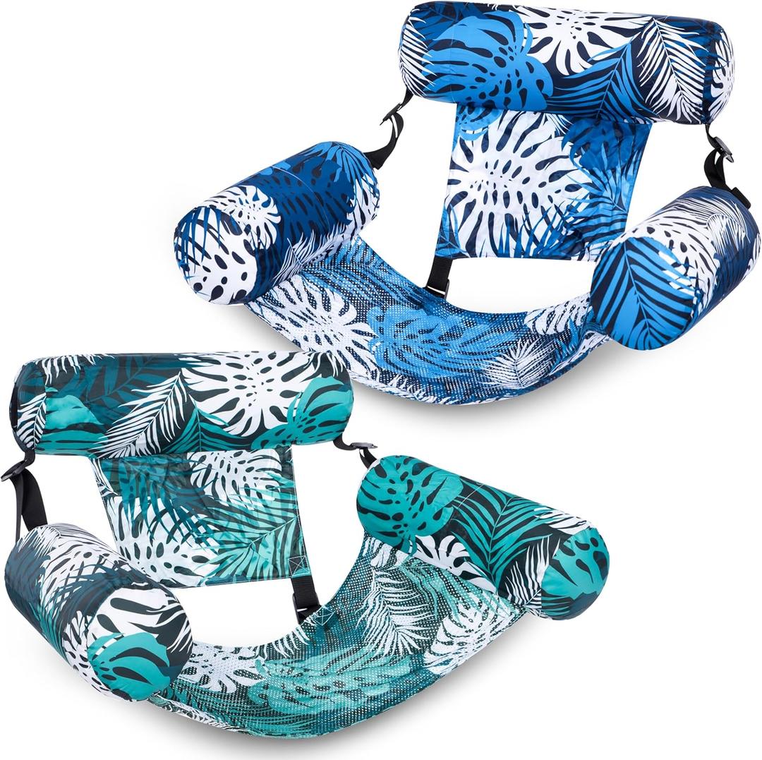 SLOOSH Inflatable Pool Floats Adult,2 Packs Floating Lounge Chairs, Blow up Pool Noodles for Adult Heavy Duty, Floating Chair for Party Summer Water Beach Lake Fun