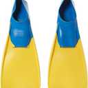Sporti Adult-Kids Swim Fins for Pool Lap Swimming - Long Floating Fins for Swimming & Snorkeling - Swim Flippers for Training (Youth 4-5 / W 6, Yellow-Blue)