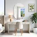GLASHOM Frameless Oval Bathroom Mirror, 24x36 inch Beveled Wall Mirror