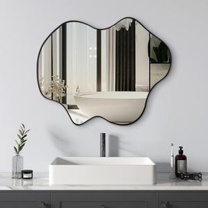 Tanmicoshomy Black Framed Bathroom Mirror 22x30 Inch, Asymmetrical Wall Mirrors for Bathroom, Bedroom or Living Room, Vertical or Horizontal Hanging