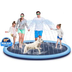 Splash Pad for Kids and Dogs, 97'' Extra Large Splash Pad for Toddlers 1-3 and Kids Ages 4-8, Non Slip Thicken Sprinkler Dog Pool Summer Outdoor Water Toys for Backyard