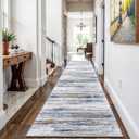 3x9 Washable Runner Rug for Family: Easy-to-Clean Runners for Hallway Entryway Kitchen Bedroom - Stain and Water Resistant Rugs with Non-Slip Backing - Soft Low-Pile Carpet, Navy Grey