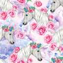 Pink Unicorn Wallpaper Peel and Stick Modern Art Deco Wallpaper for Bedroom Cabinets Pink Floral Contact Paper Self Adhesive Waterproof Wall Paper Laminate Countertop Sheets 17.5" x 118"