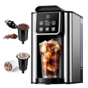 Hot Iced Coffee Maker with Bold Setting, Single Serve Coffee Maker for K Cup and Grounds, 6-14 oz Brew Sizes, 50 oz Removable Water Tank, One Cup Coffee Machine, Black 