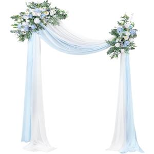 Canlierr Wedding Arch Flowers Kit Pack of 4 Include 2 Pcs Artificial Flower Arrangement and 2 Pcs Chiffon Draping Fabric for Wedding Decor Backdrop Ceremony Bridal Shower Banquet Party (Blue)