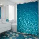 Ocean Decor Shower Curtain, Underwater Blue Ocean Waves Blue Ripple,Seascape Bright Sunshine Through Deep Blue Sea View Polyester Cloth Print Bathroom Curtains Include Hooks Sets 70w by 70L