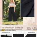 Women's High Waist Casual Palazzo Pants Drawstring Smocked Boho Wide Leg Beach Trousers Flowy Loose Fit Pant (Black, M)