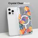 AIGOMARA Magnetic for iPhone 15 Pro Max Case [Compatible with MagSafe] Clear Floral Flower Pattern Design, Slim Anti-Yellowing Shockproof Phone Cover for Women Girls, Orange