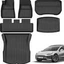 Floor Mats TPE-LITE Fit for 2024 2025 Tesla Model 3 Highland, 2 Rows & Cargo Mats Set, Full Cover Car Mats with Front Rear Cargo Mat TPE All-Weather Floor Mats 2025 Model 3 Accessories