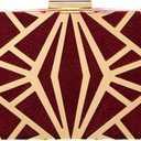 CARIEDO Women Evening Bag Elegant Clutch Purse Exquisite Velvet Metal Hollow out Handbags Prom Wedding Party (Maroon and Gold)