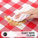 Smiry Rectangle Picnic Table Cloth, Elastic Waterproof Fitted Vinyl Tablecloths, Flannel Backed Buffalo Plaid Table Covers for Dining, Camping, Outdoor (White and Red, 30" x 72")