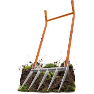 VASALAID Broadfork 5-Tine Broad Fork for Gardening Ergonomic U-Shaped Design Heavy Duty Broadfork Tool for Gardening Cultivating Farm Garden Digging Crushing Aerate Soil (Patent Pending)