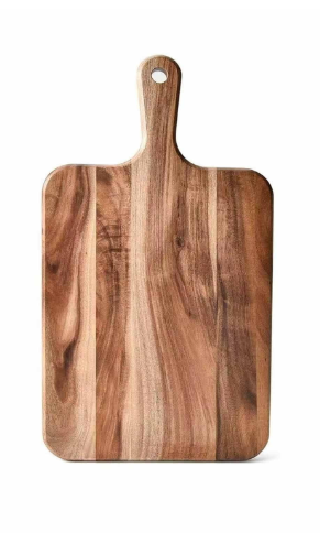 Acacia Wood Cutting Board with Handle, Wooden Chopping Board for Pizza Bread Cheese, Charcuterie Boards, Large Cutting Boards for Kitchen Decor, 17.7" X 9.8"