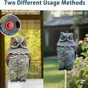 Owls to Keep Birds Away, Solar Owl Decoys to Scare Birds Away, Small Fake Owl for Bird Control, Resin Owls Outdoor Decor with Rotating Head and Lighted Eyes, Animal Deterrent for Outside, Garden