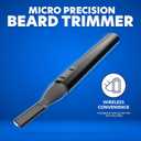 CHARGEWORX Micro Precision Beard Trimmer for Men, Cordless Double-Sided Mustache & Detail Razor, Battery-Operated Facial Hair Trimmer with Protective Cap & Ergonomic Handle, Black
